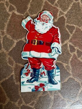 Vintage 1950s Santa Cardstock Kitschy Christmas READ